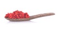 Goji berries in a wooden spoon. The Super-food Health Benefit