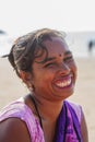 Indian woman jewelry seller portrait at Kudli beach resort in Gokarna city