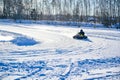 gokart taking corner on icy track at lake in Sweden Royalty Free Stock Photo