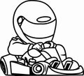 Gokart vector icon black white outline