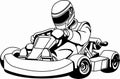 Gokart vector icon black white outline Royalty Free Stock Photo