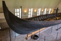 Gokstad ship excavated from ship burial archeological site, exhibited in Viking Ship Museum on Bygdoy peninsula of Oslo, Norway Royalty Free Stock Photo