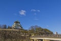 Gokurakubashi Bridge and Osaka Castle (Osaka-jo), a Japanese castle in Chuo-ku, Osaka (Japan Royalty Free Stock Photo