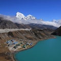 Gokyo, turquoise lake Dudh Pokhari and Cholatse