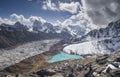 Gokyo village and lake Cholatse and Ngozumpa Glacier