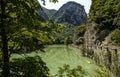 Gola del Furlo, a narrow gorge formed by the river Candigliano in the province of Pesaro-Urbino along the old via Flaminia route Royalty Free Stock Photo