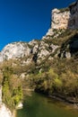 Gola del Furlo, a narrow gorge formed by the river Candigliano in the province of Pesaro-Urbino along the old via Flaminia route Royalty Free Stock Photo