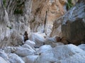 Gola di Gorropu - Exploring the Majestic Gorropu Canyon and Its Dried Riverbed of White Boulders in Sardinia Royalty Free Stock Photo