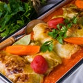 Golabki - polish cabbage rolls in tomato sauce Royalty Free Stock Photo
