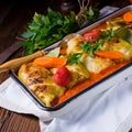 Golabki - polish cabbage rolls in tomato sauce Royalty Free Stock Photo