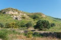 Golan Heights, Israel - March 31, 2018: Kursi National Park impressive remains of a monastery and church