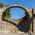 Golan Heights, Israel - March 31, 2018: Kursi National Park impressive remains of a monastery and church Royalty Free Stock Photo