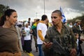 Golani soldiers and citizens marching in the city of Golani Junction, Israel