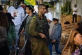 Golani soldiers and citizens marching in the city of Golani Junction, Israel