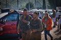 Golani soldiers in uniform walking during a demonstration with guns