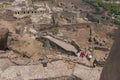 Golconda fort ruins contrasting with Hyderabad City