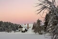 Golcuk, Bolu / Turkey, winter season landscape. Sunset view. Travel concept photo
