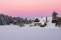 Golcuk, Bolu Turkey, winter season landscape. Sunset view. Travel concept photo