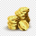 Realistic golden coins . Vector illustration. Success concept.