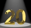 Gold 20th Or Twenty 3d Number