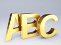 Gold ABC Letters. Education concept. 3d illustration