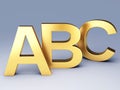 Gold ABC Letters. Education concept. 3d illustration
