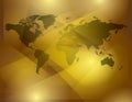 Gold abstract vector background with map of world Royalty Free Stock Photo