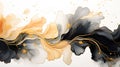 Gold abstract black marble background art paint pattern ink texture watercolor white fluid wall. Abstract liquid gold design Royalty Free Stock Photo