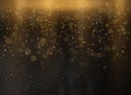 Gold abstract bokeh background dust particles. Golden stars glitter special light effect. Christmas abstract. Royalty Free Stock Photo