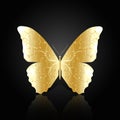 Gold abstract butterfly on black background Royalty Free Stock Photo