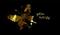Gold abstract butterfly on black background with reflection. Vector illustration Royalty Free Stock Photo