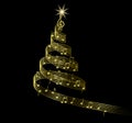 Gold abstract Christmas tree with music notes Royalty Free Stock Photo