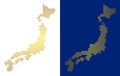 Gold Abstract Japan Map