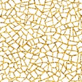 Gold abstract mosaic seamless pattern. Vector golden background. Endless texture. Ceramic tile fragments. Royalty Free Stock Photo