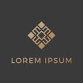 Gold Abstract symbol in ornamental bohemian navajo logo square