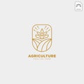 gold agriculture farm line badge vintage logo template vector illustration