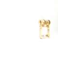 Gold Air headphones in box icon isolated on white background. Holder wireless in case earphones garniture electronic