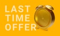 Gold alarm clock. Concept sale banner. Vector illustration Royalty Free Stock Photo