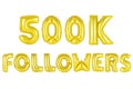 Five hundred thousand followers, gold color