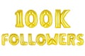 One hundred thousand followers, gold color