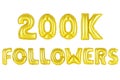 Two hundred thousand followers, gold color