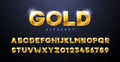 Gold Alphabet. Golden font 3d effect typography elements based on casinos, games, award and winning related subjects. Mettalic