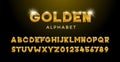 Gold Alphabet. Golden font 3d effect typography elements based on casinos, games, award and winning related subjects. Mettalic Royalty Free Stock Photo