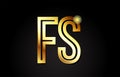 gold alphabet letter fs f s logo combination icon design
