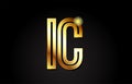 gold alphabet letter ic i c logo combination icon design