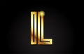 gold alphabet letter il i l logo combination icon design