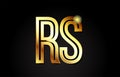 gold alphabet letter rs r s logo combination icon design