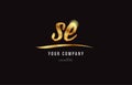 gold alphabet letter se s e logo combination icon design