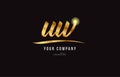 gold alphabet letter uw u w logo combination icon design