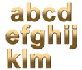 Gold Alphabet Letters Lowercase A - M On White Royalty Free Stock Photo